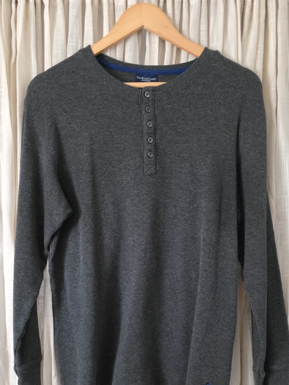 Polo by Ralph Lauren Dark Gray Crewneck Henley Sweater